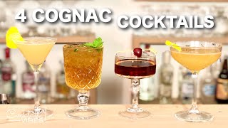 4 COGNAC Cocktails  Cocktail Recipes [upl. by Elledoj609]