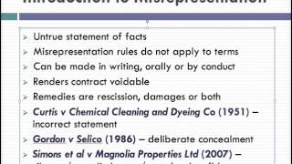 Misrepresentation Lecture 1 of 4 [upl. by Aineles]