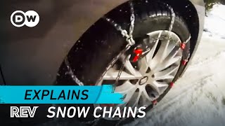 Driving safely with snow chains  Explains [upl. by Zebulen]